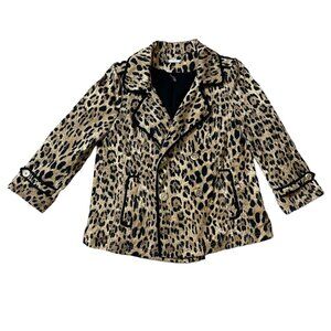 White House Black Market Leopard Print Swing Jacket Size 6